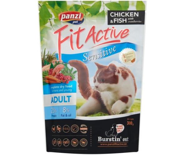 Корм сухой для котов Panzi FitActive Sensitive с птицей/рыбой и клюквой 1,5 кг