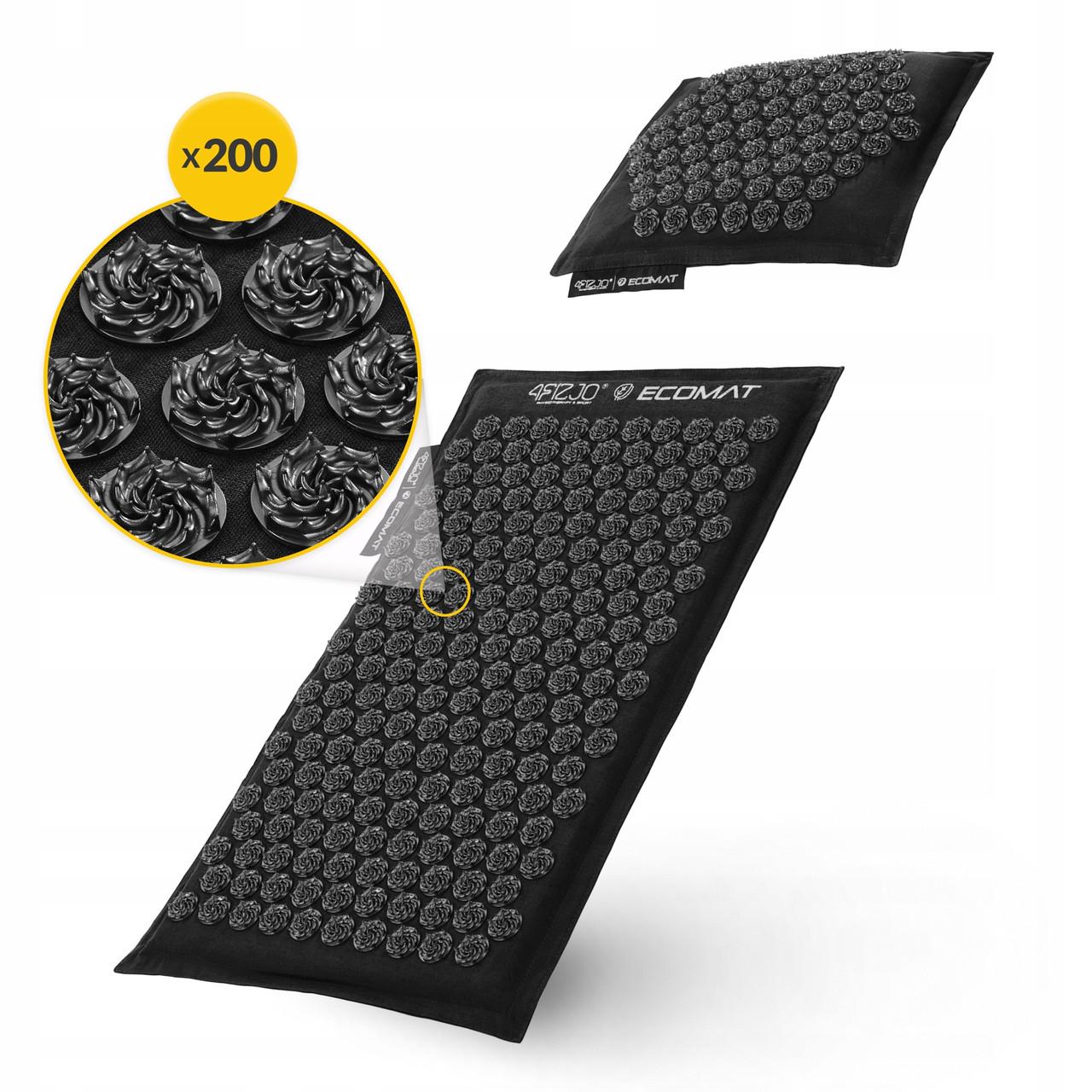 Коврик акупунктурный с подушкой 4fizjo Eco Mat аппликатор Кузнецова Black/Black (P-5907739312563) - фото 10