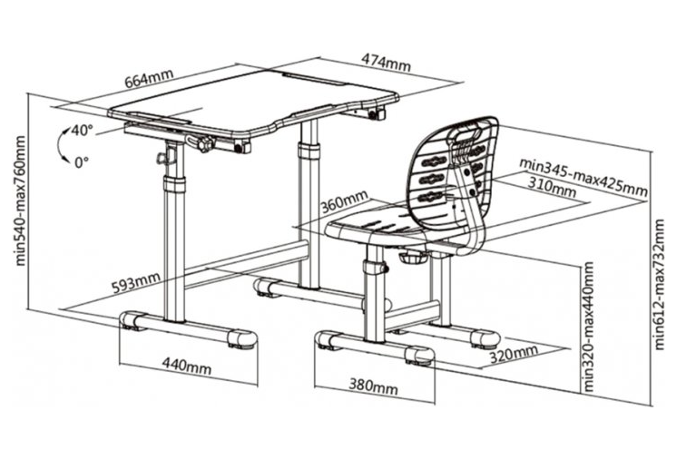 Набір шкільна парта і стілець з регулюванням висоти Fundesk Omino Grey Сірий - фото 2 Набір шкільна парта і стілець з регулюванням висоти Fundesk Omino Grey Сірий - фото 2