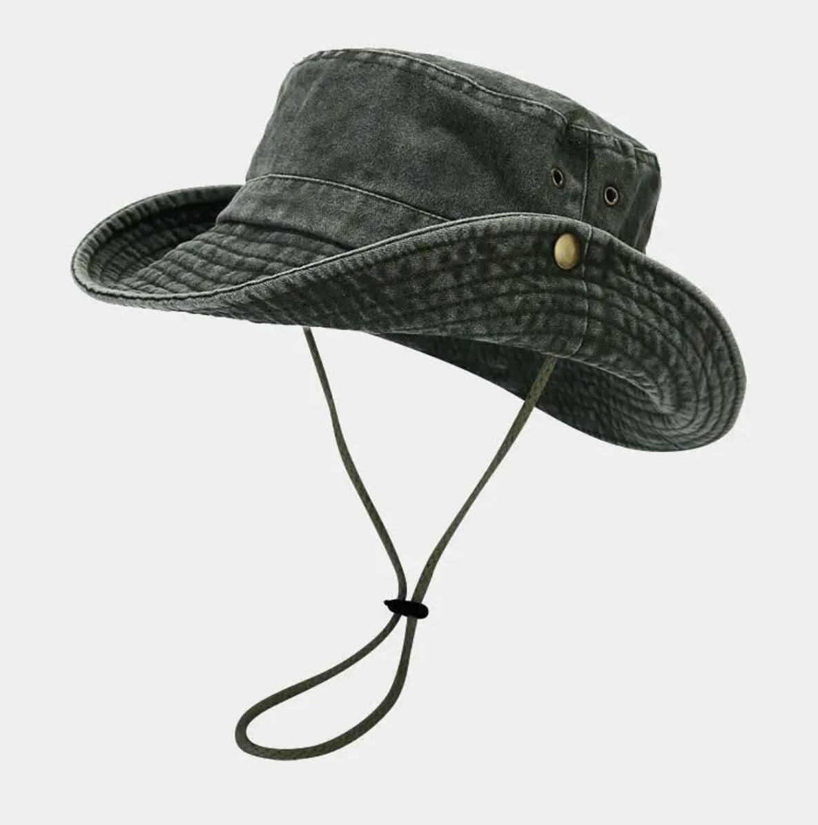 Панама с широкими полями вываренная унисекс Хаки (01282)