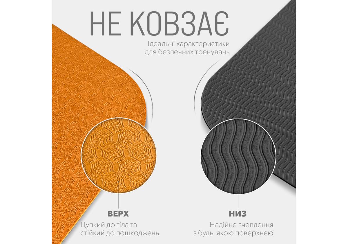 Коврик для йоги и фитнеса EasyFit TPE/TC двухслойный 6 мм Оранжево-черный (EF-1924-ORB) - фото 4 Коврик для йоги и фитнеса EasyFit TPE/TC двухслойный 6 мм Оранжево-черный (EF-1924-ORB) - фото 4