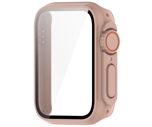 Чохол із захисним склом для Xiaomi Smart Band 9 Pro з декоративними кнопками Рожевий