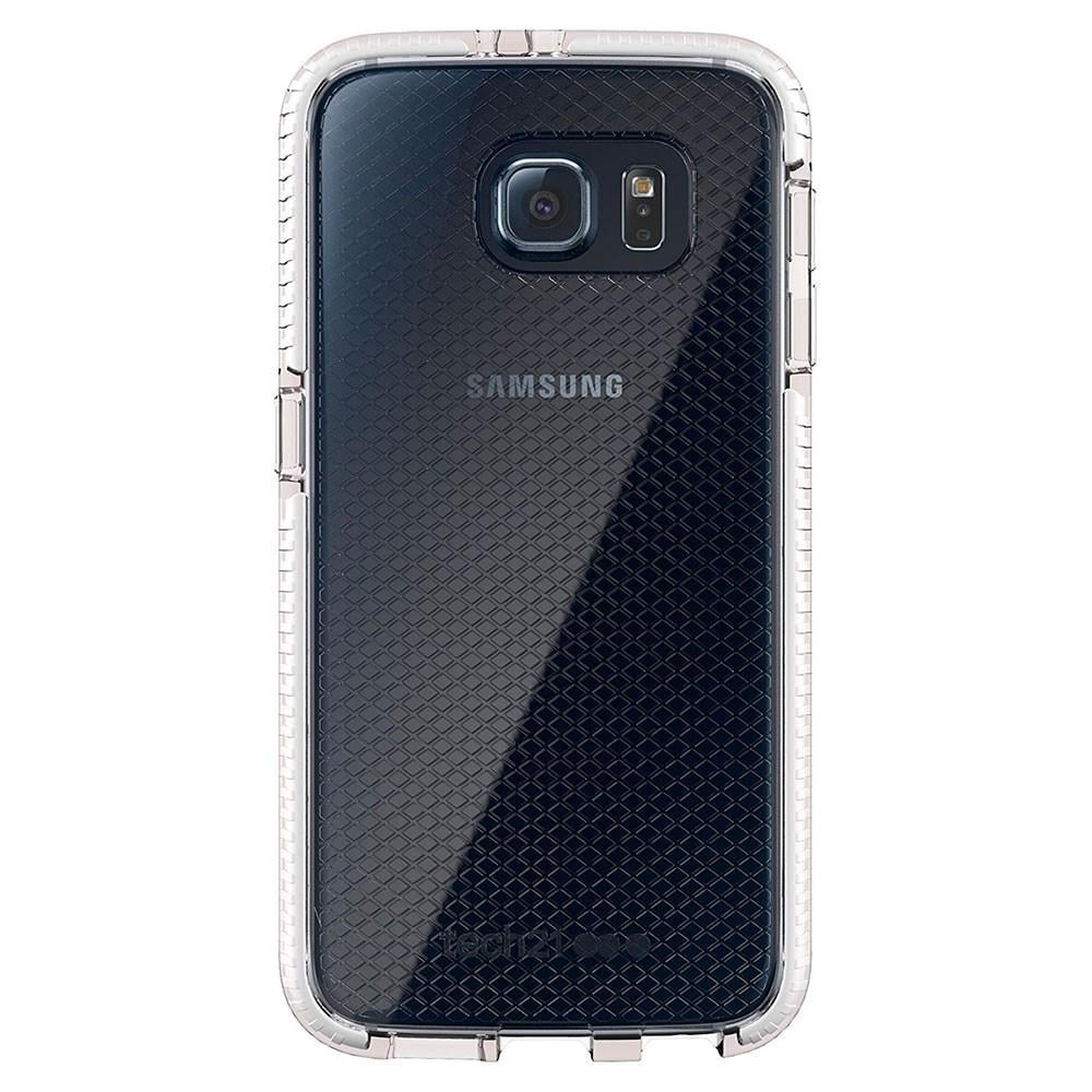Противоударный чехол силиконовый прозрачный Tech21 Evo Check для Samsung Galaxy S6 White