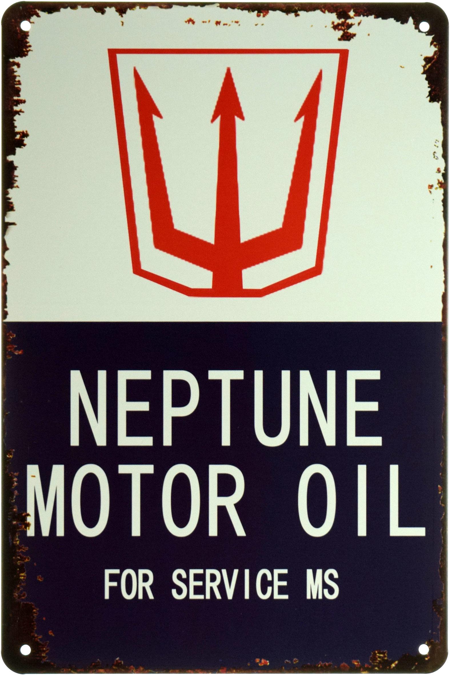 Табличка металлическая Neptune Motor Oil 20x30 см