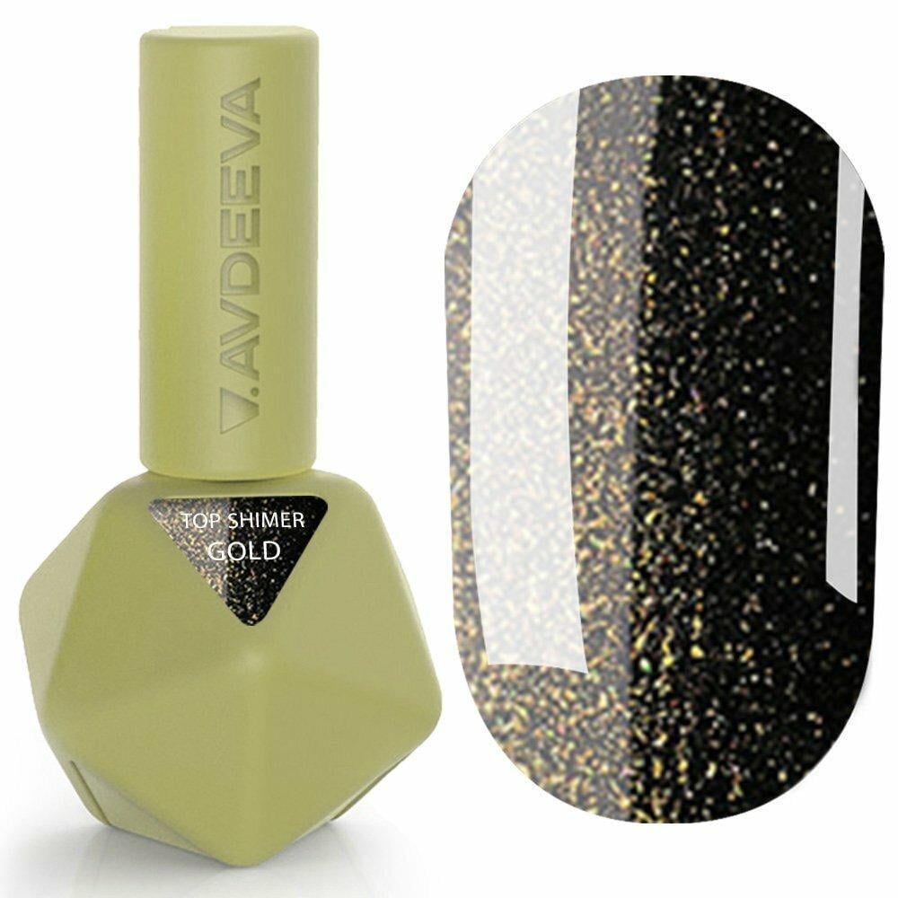 Топ для гель-лака без липкого слоя с шиммером Victoria Avdeeva Top Shimmer Gold 12 мл Золотой