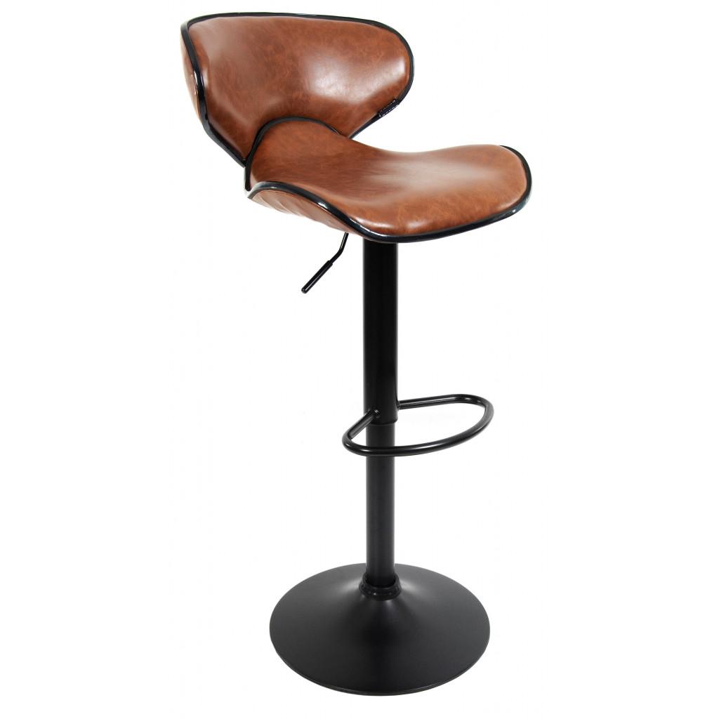 Барный стул со спинкой Bonro B-068 коричневый (черное основание)