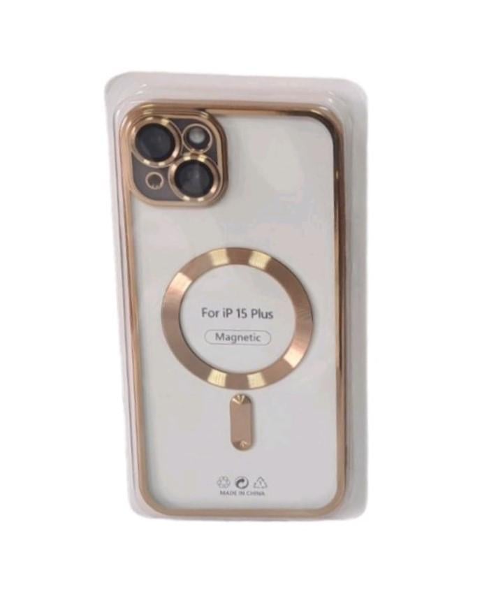 Чехол-накладка TPU для Apple iPhone 15 Plus с MagSafe и защитой камеры Gold - фото 4