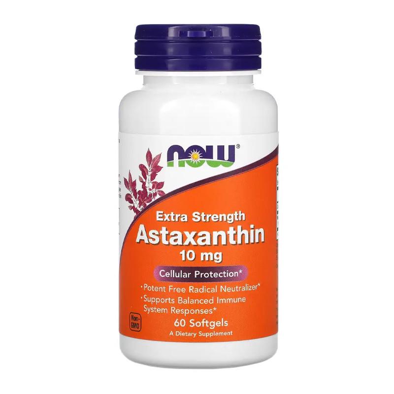 Астаксантин NOW Astaxanthin Extra Strength 10 мг 60 капс. (20258-01)