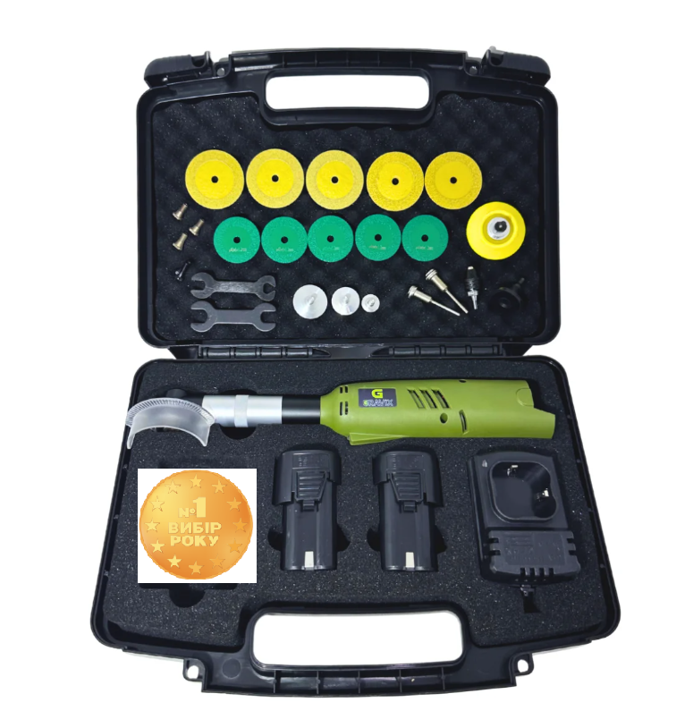 Гравер угловой GRAVIX с двумя аккумуляторами 16,8V