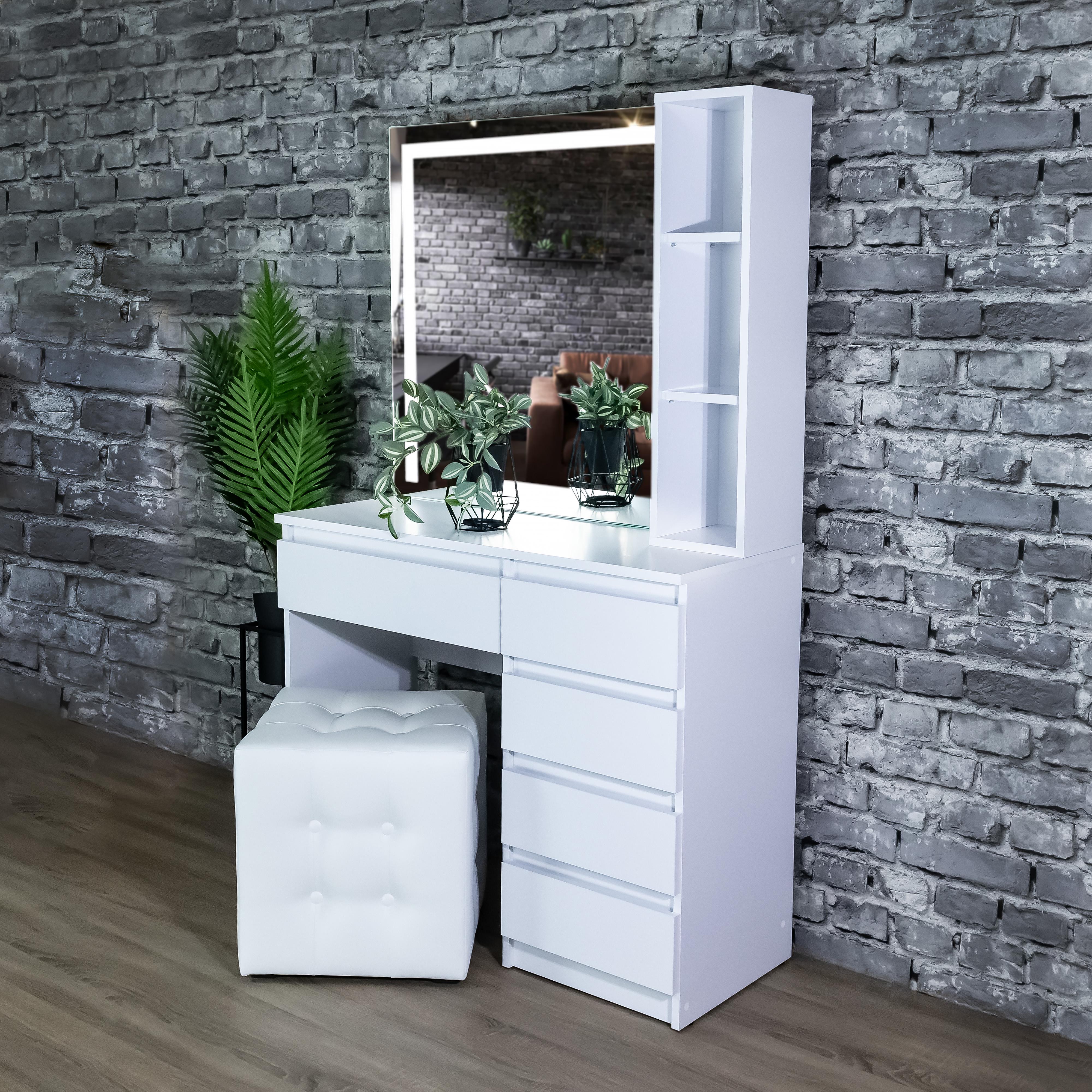 Стіл макіяжний з підсвіткою та полицями 160х100х40 см Білий (03/05/9) - фото 4 Стіл макіяжний з підсвіткою та полицями 160х100х40 см Білий (03/05/9) - фото 4