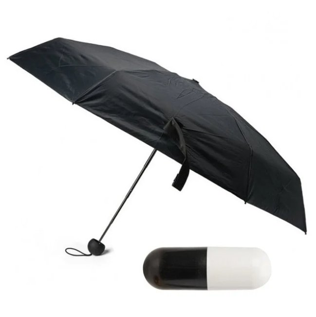 Міні-парасолька в чохлі-капсулі складаний механічний Umbrella Чорний (7089)