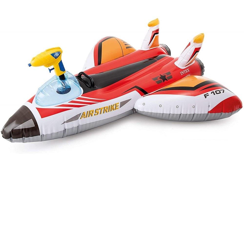 Надувний плотик для катання Intex 57536 Літак з розбризкувачем 117х117 см Червоний (173285)