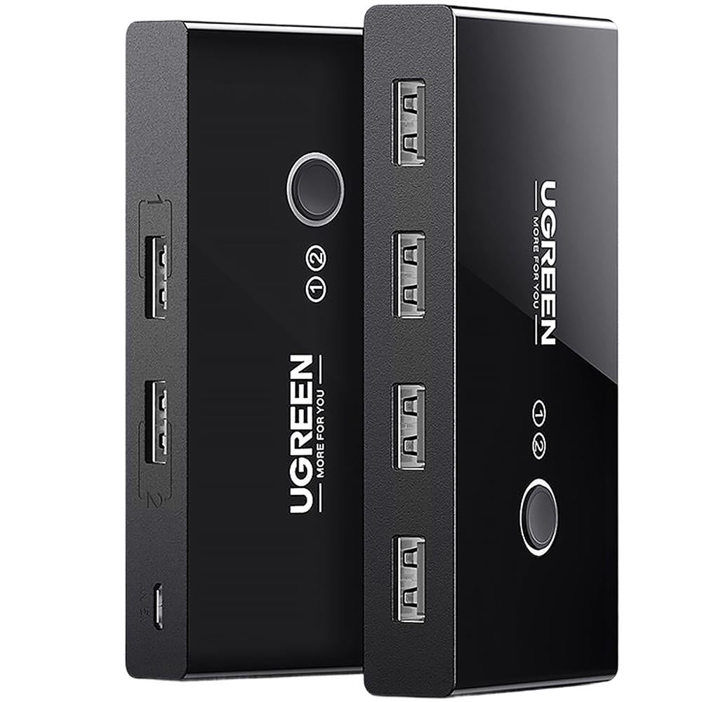 Комутатор USB кабелів UGREEN US216 2 In 4 Out USB 2,0 Sharing Switch Box Black (30767) - фото 2 Комутатор USB кабелів UGREEN US216 2 In 4 Out USB 2,0 Sharing Switch Box Black (30767) - фото 2