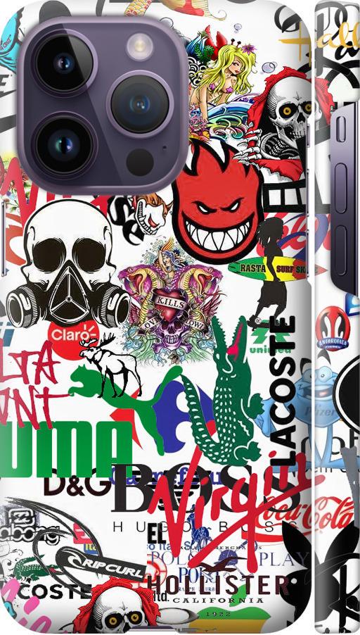 Чехол на iPhone 14 Pro Many different logos (4022m-2646-42517)