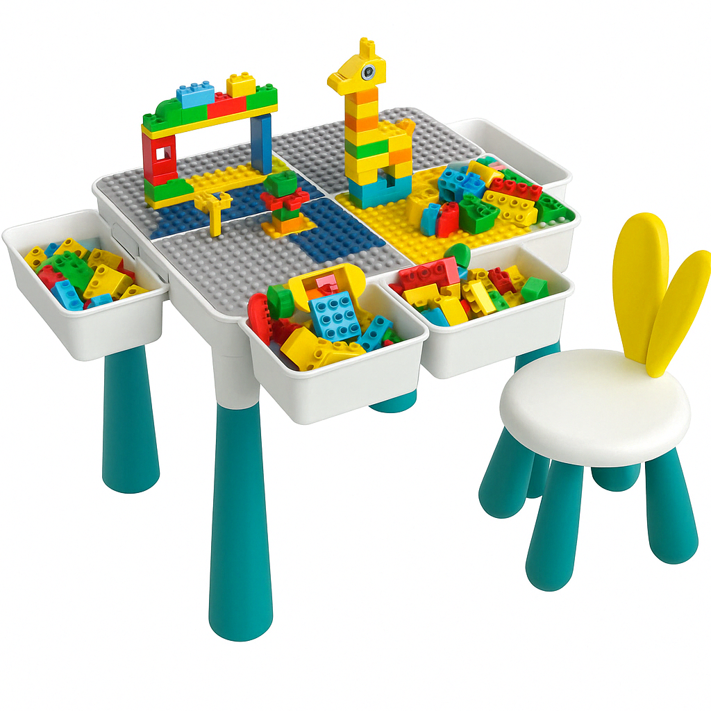 Стол-конструктор детский для обучения и игры с водой и песком UrbanKit с конструктором и стульчиком