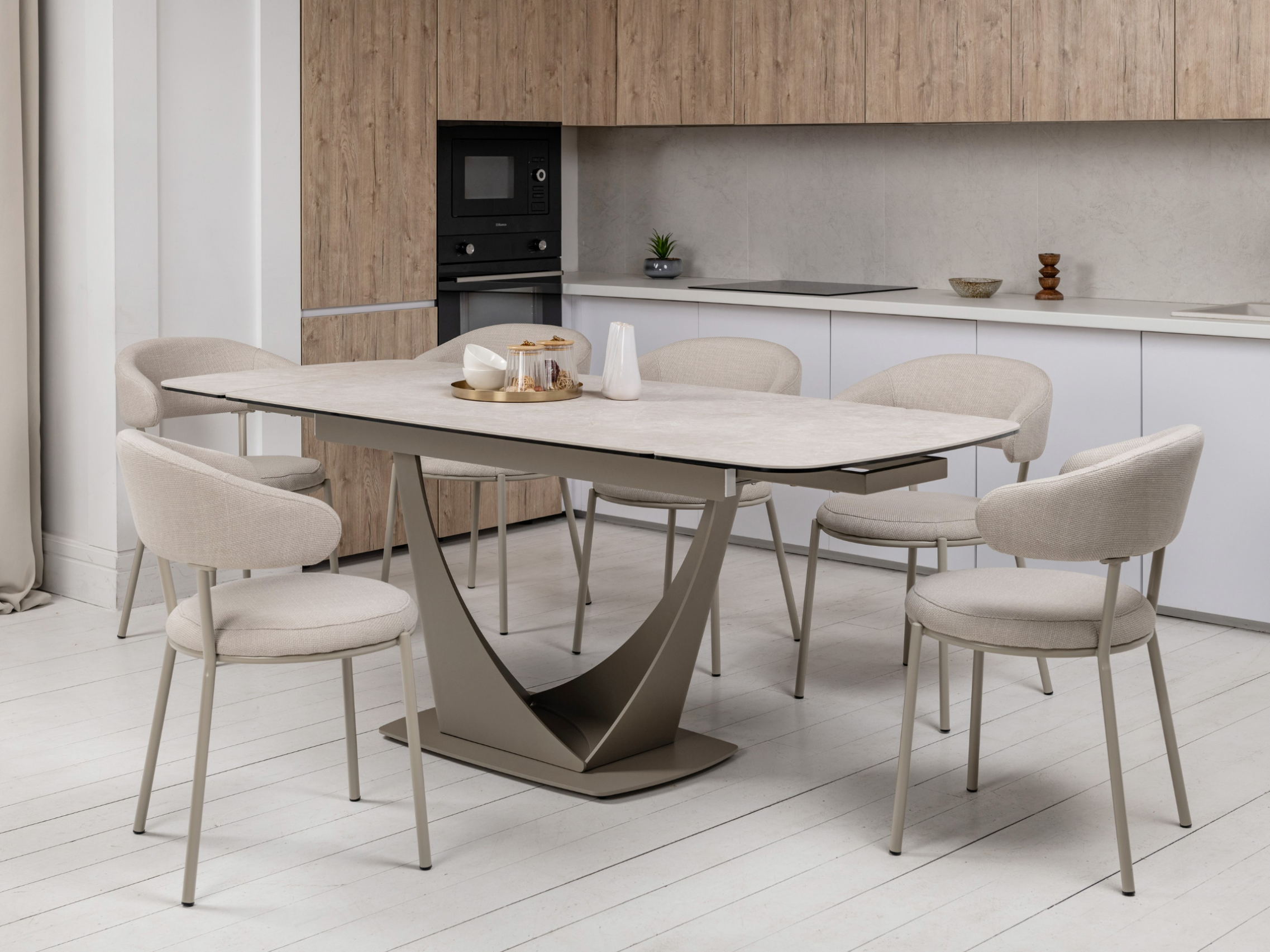 Стіл обідній розсувний Vetro Mebel Еліо 1400- 2000x900x760 мм Сахара/Бежевий (TМL-990) - фото 8 Стіл обідній розсувний Vetro Mebel Еліо 1400- 2000x900x760 мм Сахара/Бежевий (TМL-990) - фото 8