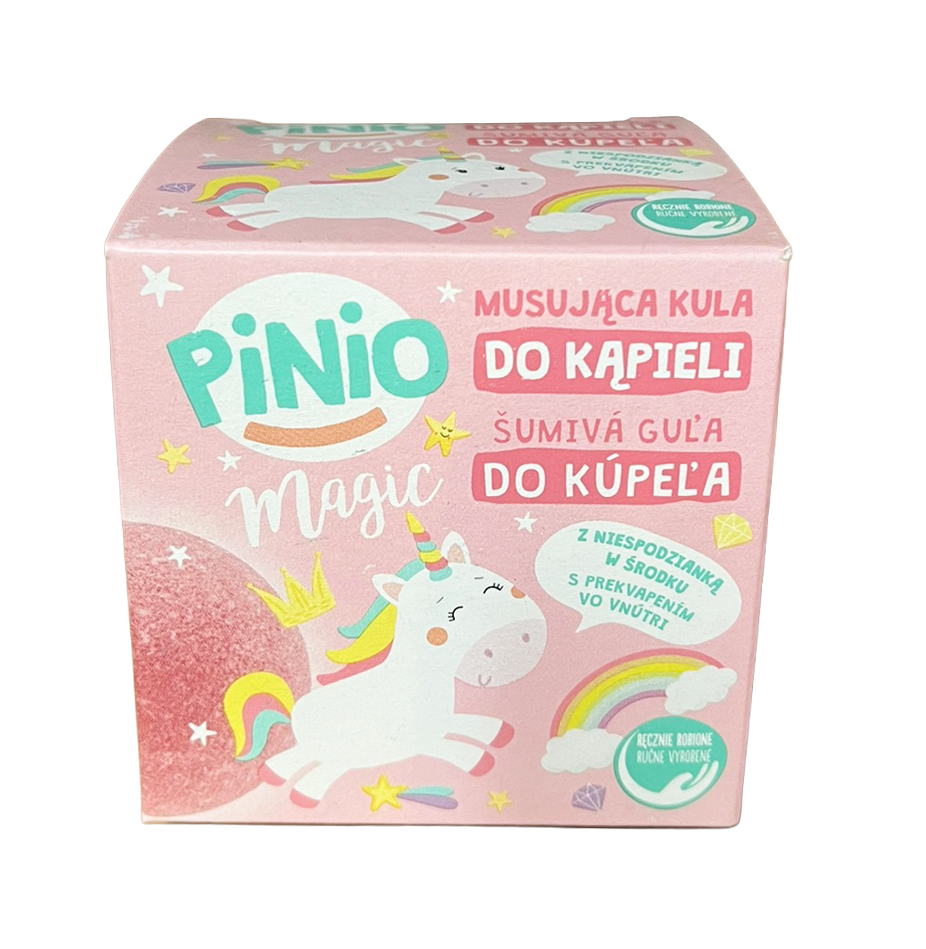 Бомбочка для ванни дитяча шипуча Pinio Magic з іграшкою-сюрпризом для дівчинки 150 г (131978) Бомбочка для ванни дитяча шипуча Pinio Magic з іграшкою-сюрпризом для дівчинки 150 г (131978)
