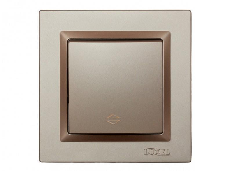 Выключатель одноклавишный проходной Luxel JAZZ 9215+9315 с кремовым механизмом Терракот (27551798)