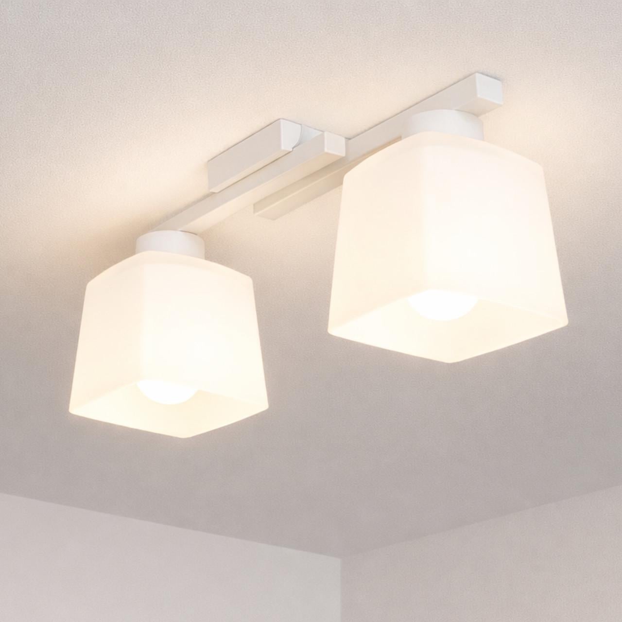 Люстра MSK Electric Dublin з квадратними плафонами під дві лампи Е27 Білий (NL 16610-2 WH)