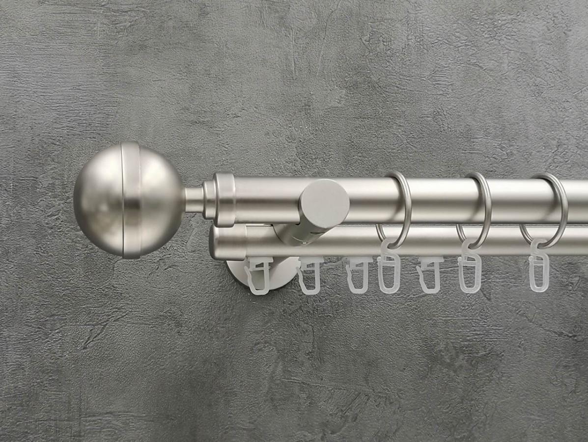 Карниз Quadrum Калисто гладкая/импрессионная штанга двойной универсальный 25/19 мм 300 см Сатин (272286066)