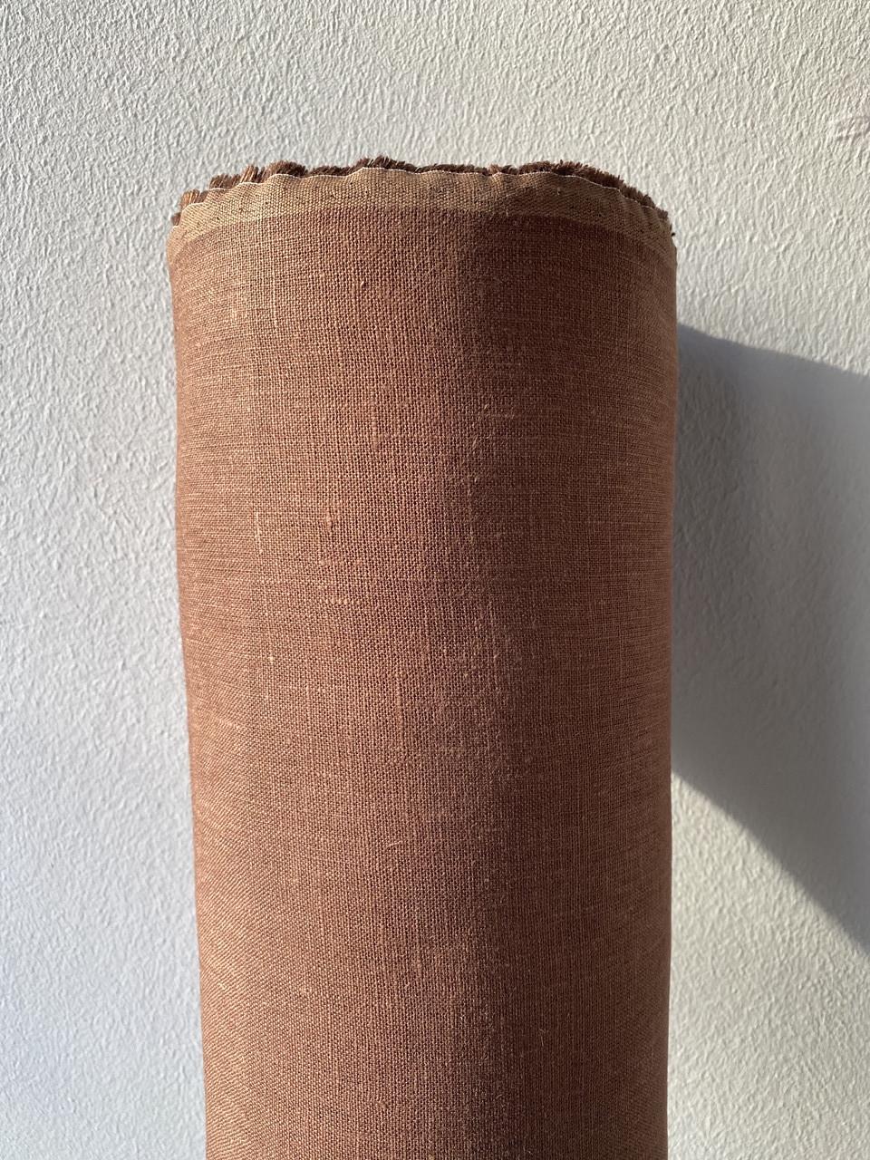 Ткань LINEN PLUS 100% лен 150 см 1216 Коричневый - фото 2