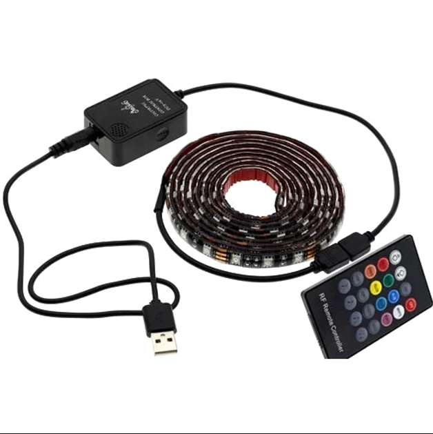 Светодиодная лента подсветки ТВ с пультом ДУ RGB 2 м USB 5В 2А (284564)