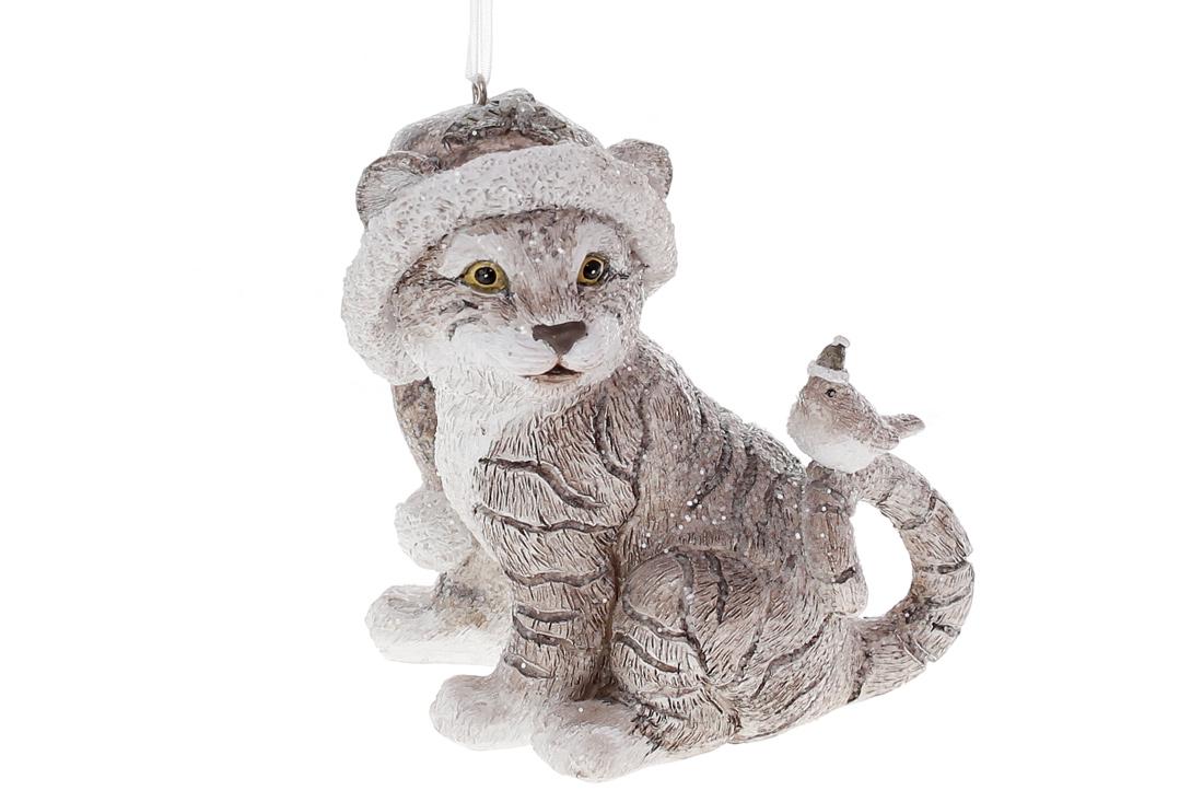 Декоративная статуэтка Bonadi Тигрёнок с птичкой 10 см (K07-205)