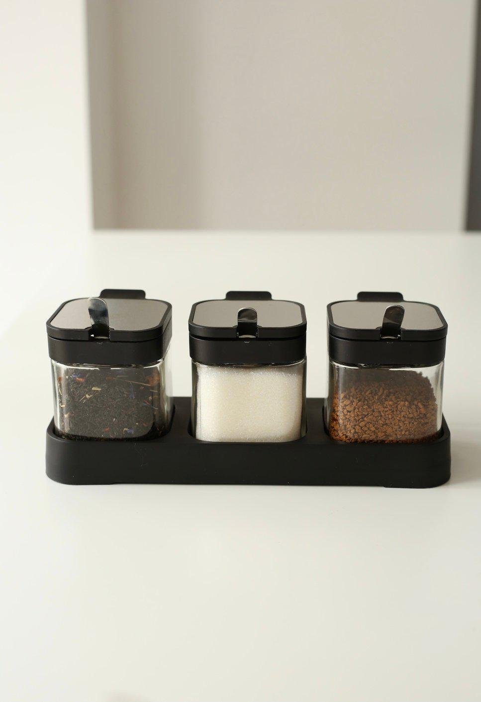 Набор емкостей InspoLine на подставке с ложками 250 мл 3 шт. (00000010197) - фото 3 Набор емкостей InspoLine на подставке с ложками 250 мл 3 шт. (00000010197) - фото 3