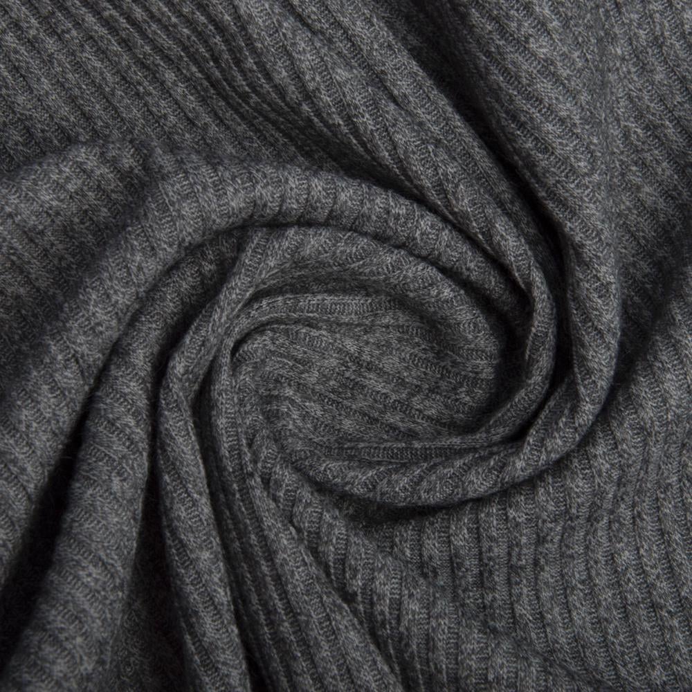 Ткань трикотаж вискоза Полоса 1406 Серый меланж (20809)