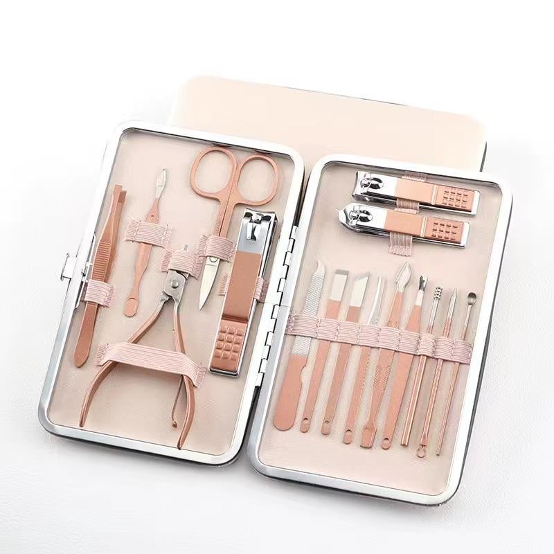Набір інструментів для манікюру та педикюру 16 шт. Бежевий