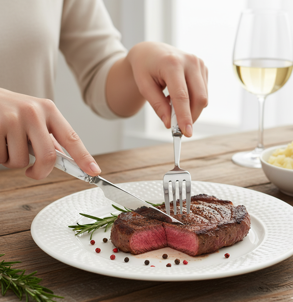 Набір столових виделок Stenson з нержавіючої сталі 6 шт. Marble (30492) - фото 4 Набір столових виделок Stenson з нержавіючої сталі 6 шт. Marble (30492) - фото 4