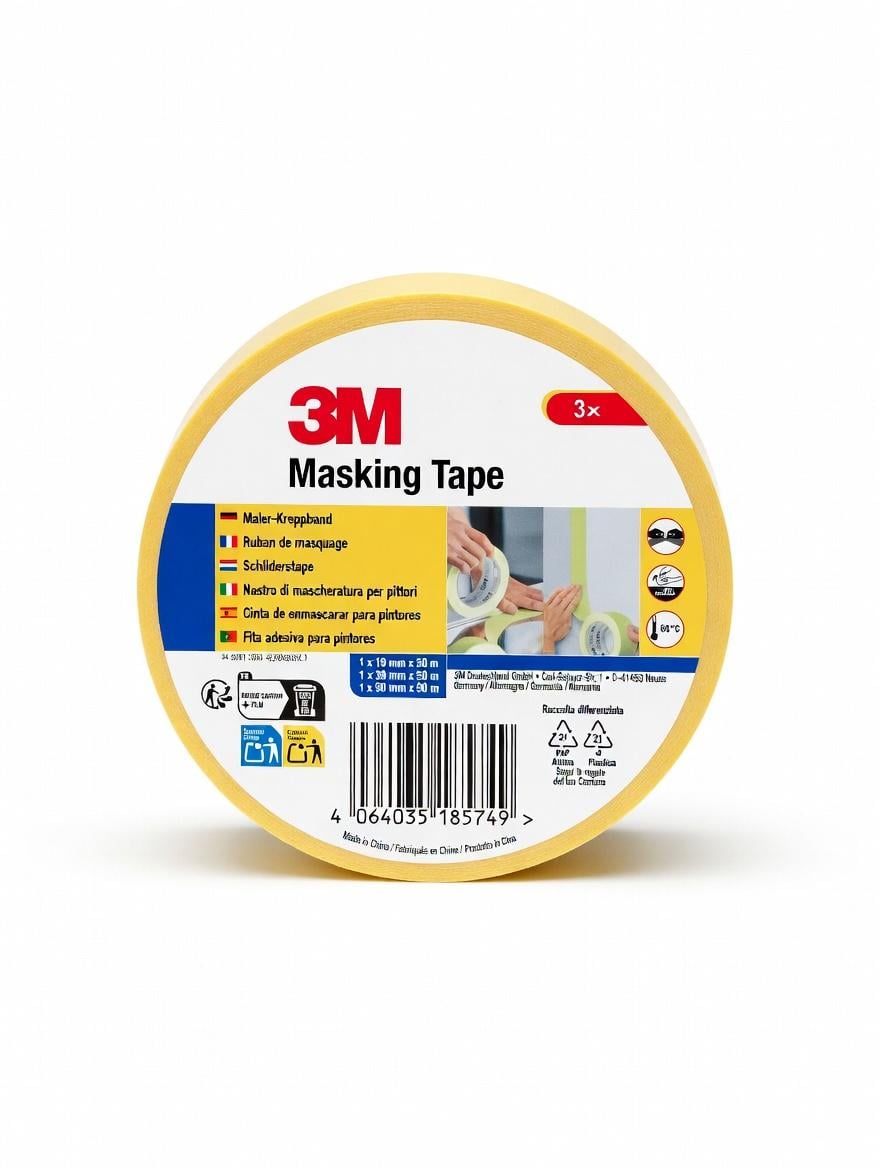 Малярська стрічка кріппанд 3M Masking Tape набір 3 шт. 19/38/50 мм х 50 м Жовтий
