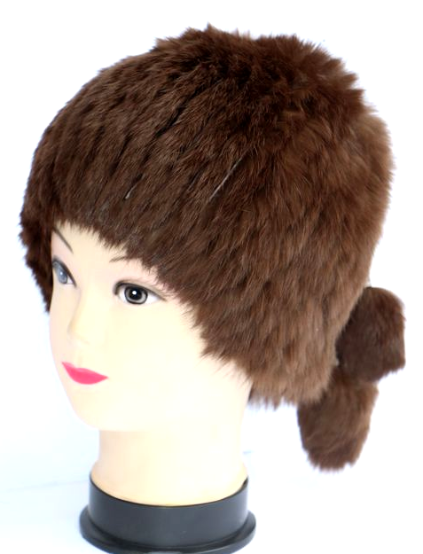 Шапка женская меховая из кролика Коричневый (28194)