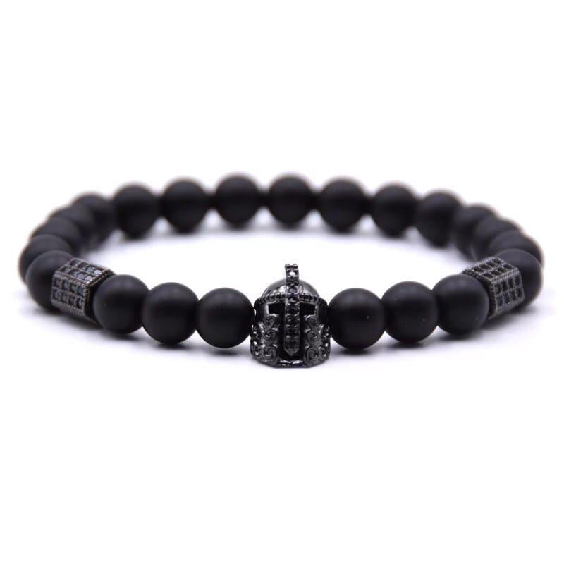 Браслет із шунгіту з шоломом та багатогранниками р. 23 (10008)