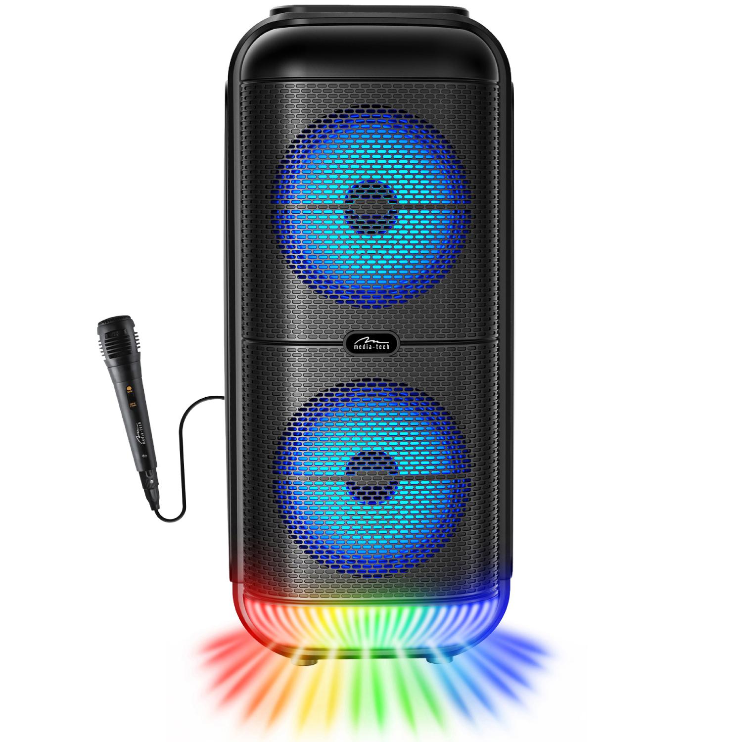 Портативная колонка беспроводная с микрофоном Media-Tech 50W 1.0 Bluetooth FM MP3 USB караоке LED Black (MT3183)
