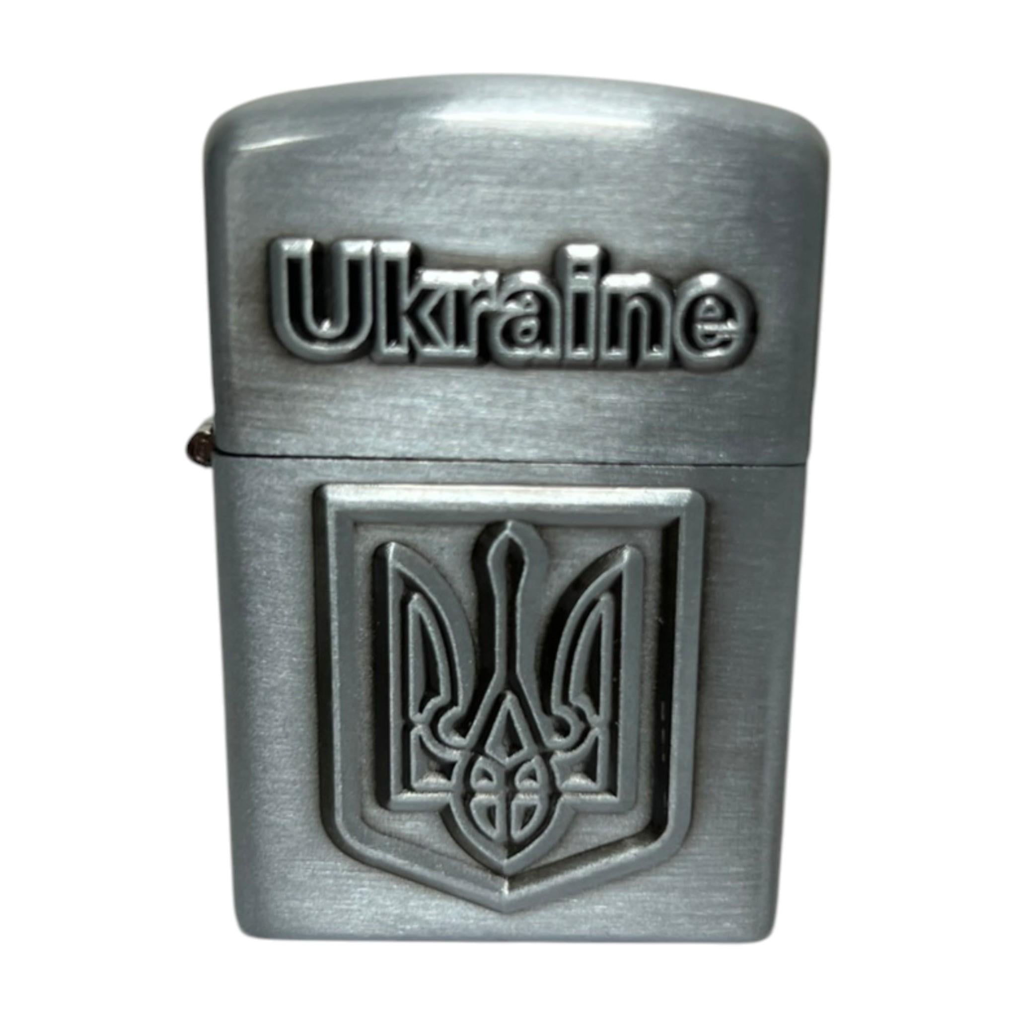 Зажигалка газовая Ukraine Герб HL-324-1 в подарочной упаковке Silver (09950)