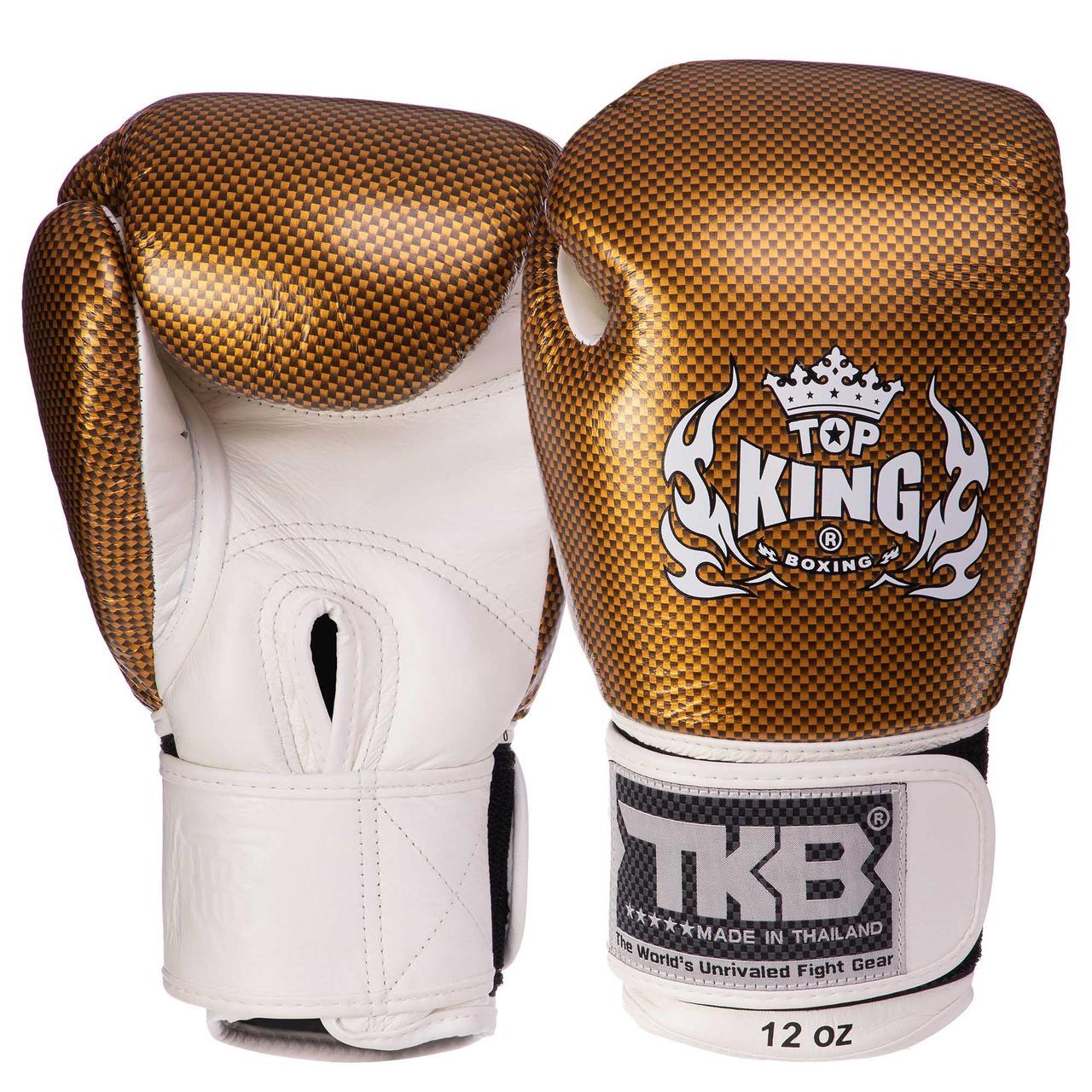 Боксерские перчатки Top King Super Snake кожаные 18 oz Бело-золотой (TKBGEM-02)