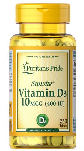 Витамин D Puritan's Pride Vitamin D3 400 IU 250 tab (PP1143) Витамин D Puritan's Pride Vitamin D3 400 IU 250 tab (PP1143)