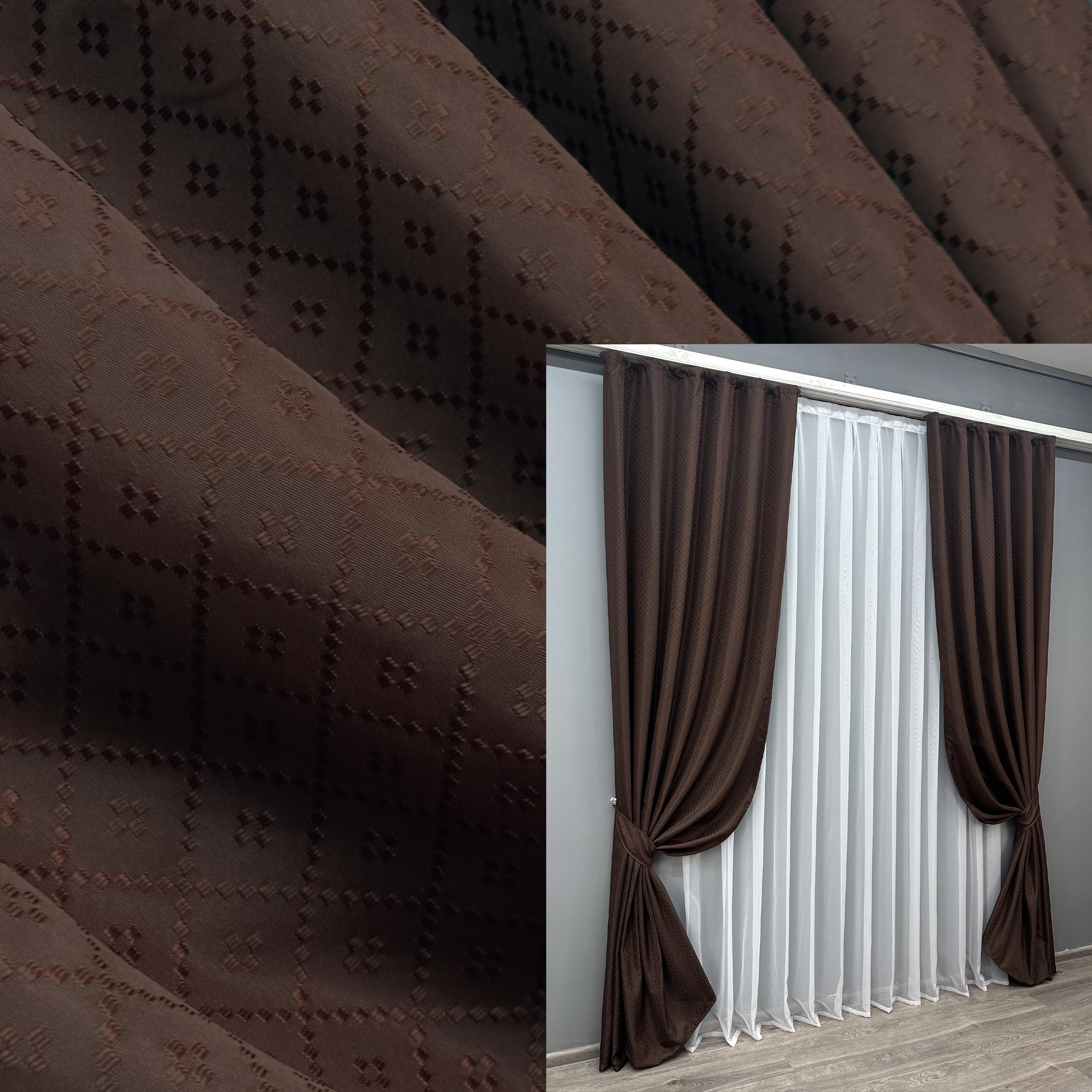 Комплект штор VR-Textil № 1746ш жаккард 145х270 см 2 шт. Коричневый (33-0704) - фото 5 Комплект штор VR-Textil № 1746ш жаккард 145х270 см 2 шт. Коричневый (33-0704) - фото 5