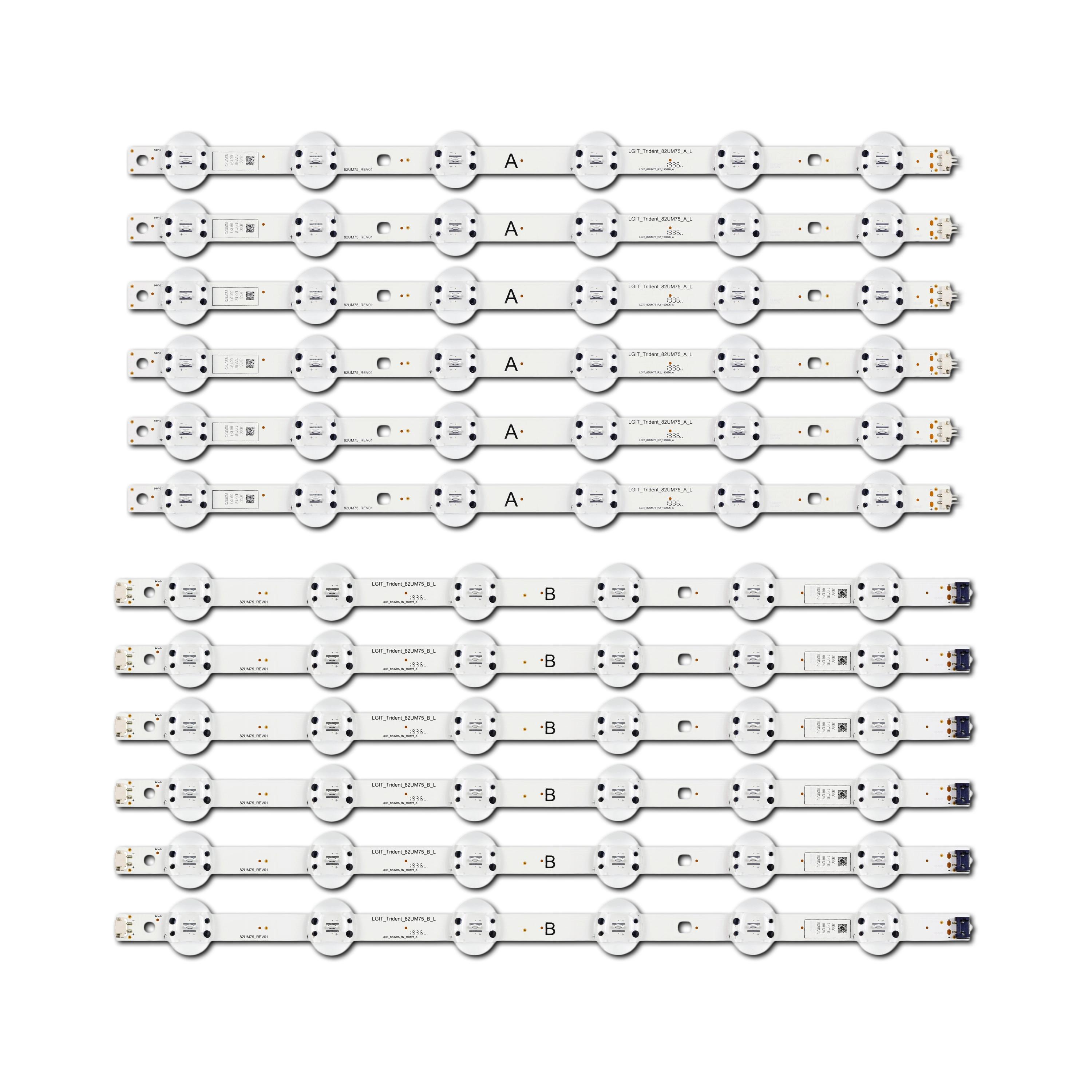 Комплект LED подсветки для TV LG Y19.5 Trident 82UM75 A/B LGIT-82UM75-A/BL, 82UM75-REV01 LGIT-82UM75-R2-190626-A 82" 12 шт. (ART-15624)