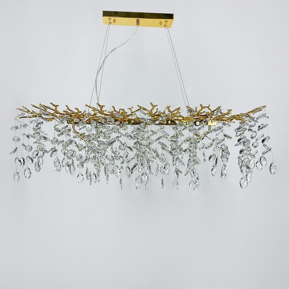 Люстра удлиненная DIAMINA с хрустальными камнями в корпусе 100 см Золотой (33007-L1000х400 GD)