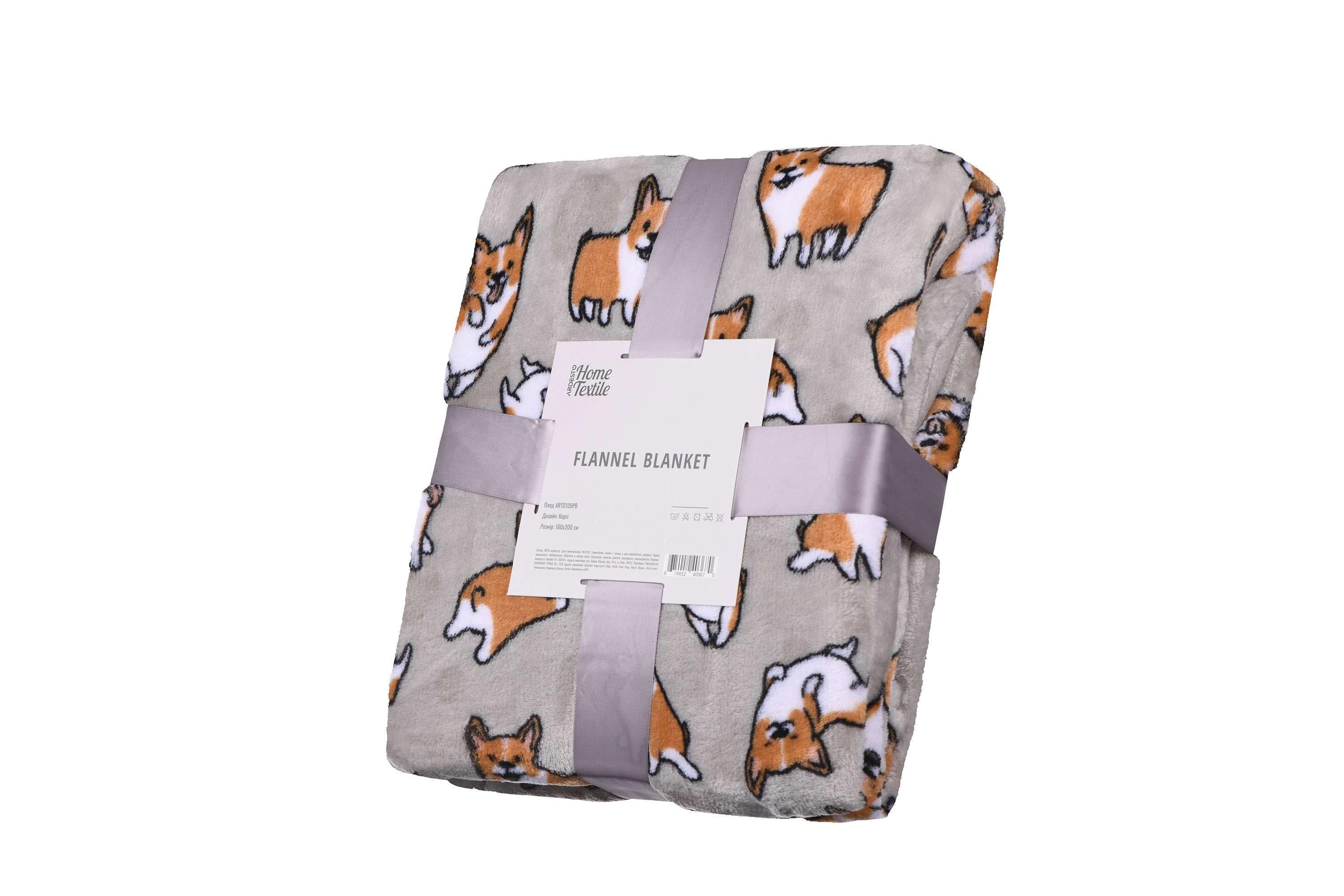 Плед Ardesto Flannel Корги 160х200 см (ART0109PB) Плед Ardesto Flannel Корги 160х200 см (ART0109PB)
