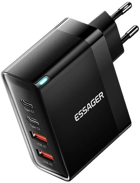 Зарядное устройство для Essager Grace 100W GaN с 4 портами 2 Type-C + 2 Type-A Черный - фото 2