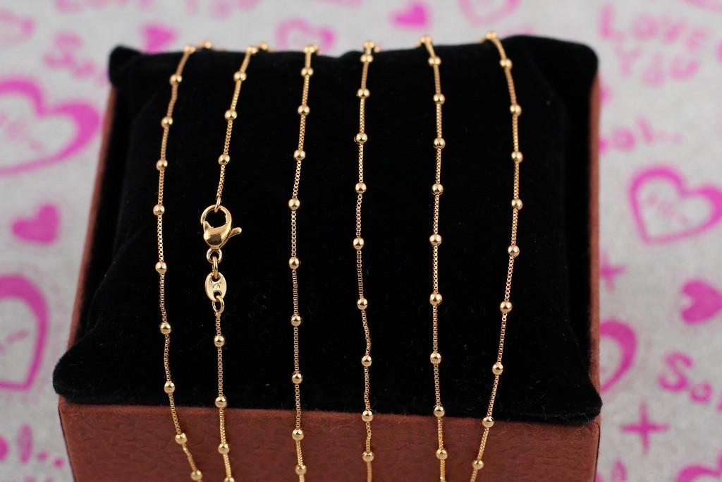 Цепь Xuping Jewelry с шариками 50 см 1 мм Золотистый (1656360473)