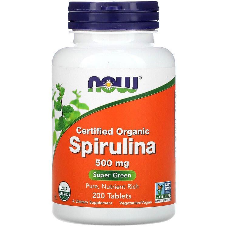 Органічна спіруліна NOW Foods Spirulina 500 мг 200 таблеток (929138634)