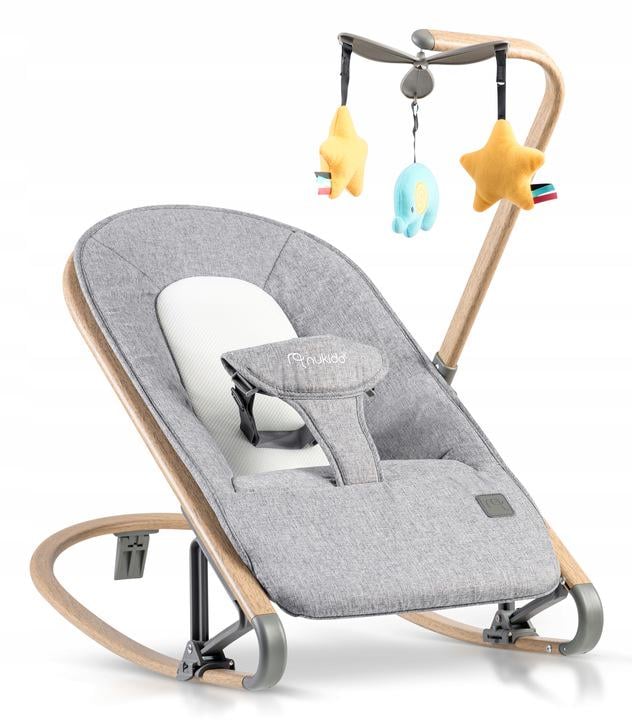 Дитяча колиска-гойдалка/шезлонг Nukido Baby Bouncer NK-53 з іграшками Сірий (23114266)