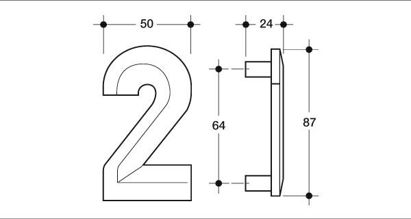 Меблева ручка Poliplast цифра двійка РП-2 Рожевий світлий матовий (16224) - фото 4
