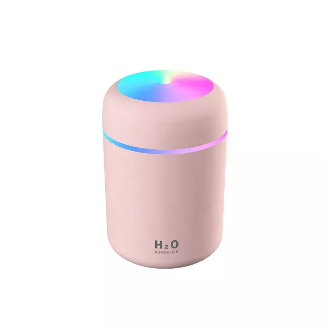 Ультразвуковой увлажнитель воздуха для автомобиля с подсветкой Розовый (0521-2)