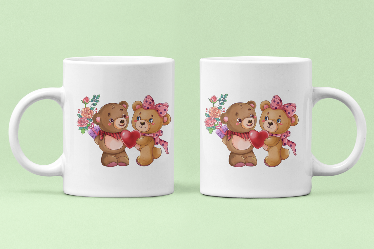 Чашки парные Праздничные медведи для влюбленных 330 мл Белый (ВЛ186Ч)