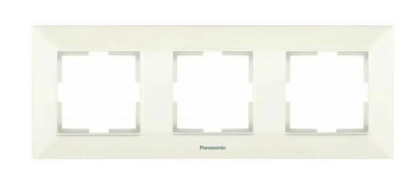 Рамка для розеток потрійна горизонтальна Panasonic Arkedia Slim WNTF08032BG-UA Кремовий